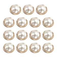 15pcs Metal Button 25mm Round Pearl Sewing Buttons for Clothing, Gold