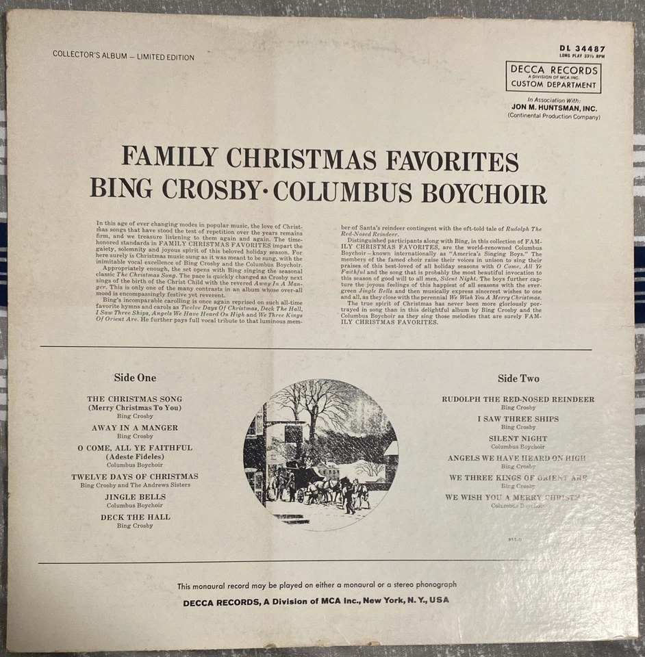 Bing Crosby and The Columbus Boychoir Family Christmas Favorites Vinyl Record - Image 2 of 4