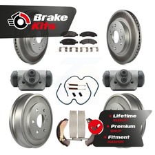 Front Rear Coated Disc Brake Rotors Semi-Metallic Pad & Drum Kit (9Pc) For LT WT