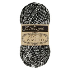 Scheepjes Stone Washed Black Onyx Yarn Cotton Acrylic Blend for Creative Proj...