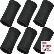6 Inch Wrist Sweat Bands for Men Women Tennis Elastic Athletic Long Black