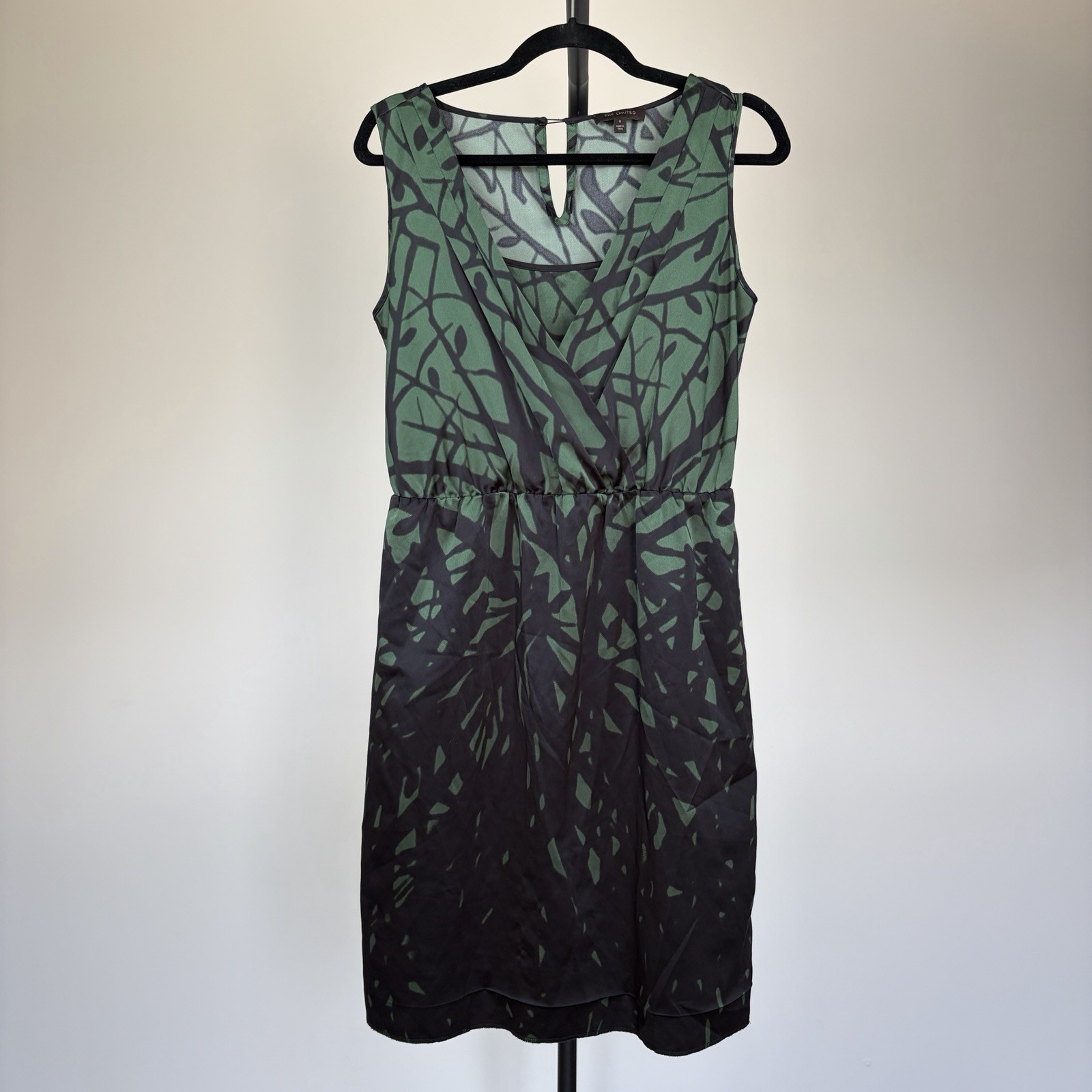 The Limited Green Black Tree Design Sleeveless Cami Occasion Dress Size Small