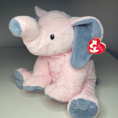 Ty Pluffies Winks the Elephant Pink Plush Large 12  Stuffed Animal 2004 With Tag