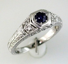 .36CT DIAMOND  AAA SAPPHIRE 14KT WHITE GOLD 3D ROUND SOLITAIRE ENGAGEMENT RING