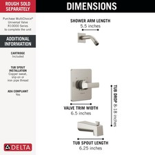 Delta Velum Stainless Bathtub and Shower Faucet Set T14437-SSLHD