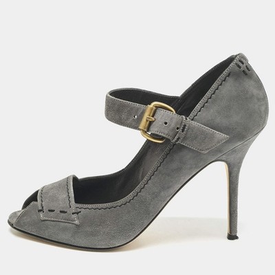 MANOLO BLAHNIK グレー ポインテッドトゥ ミュール Manolo Blahnik Grey Suede Reata Peep Toe Pumps Size 40.5 | eBay