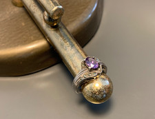 Sterling Silver .925 Amethyst  Marcasite Ring   Vintage Style