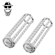 ORIGINAL LOWRIDER Chrome Square Twisted 7/8"x 112mm Custom Bicycle Cruiser Grips