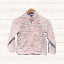 Girl  s Full Zip Fleece Jacket Eddie Bauer Kids XS 5-6 Pink Stripes EUC OBO