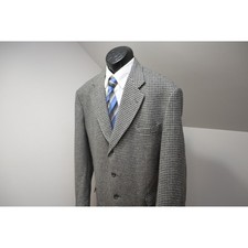 VTG Stafford Houndstooth Blazer Mens 48R Elbow Patches 3-Button Excellent