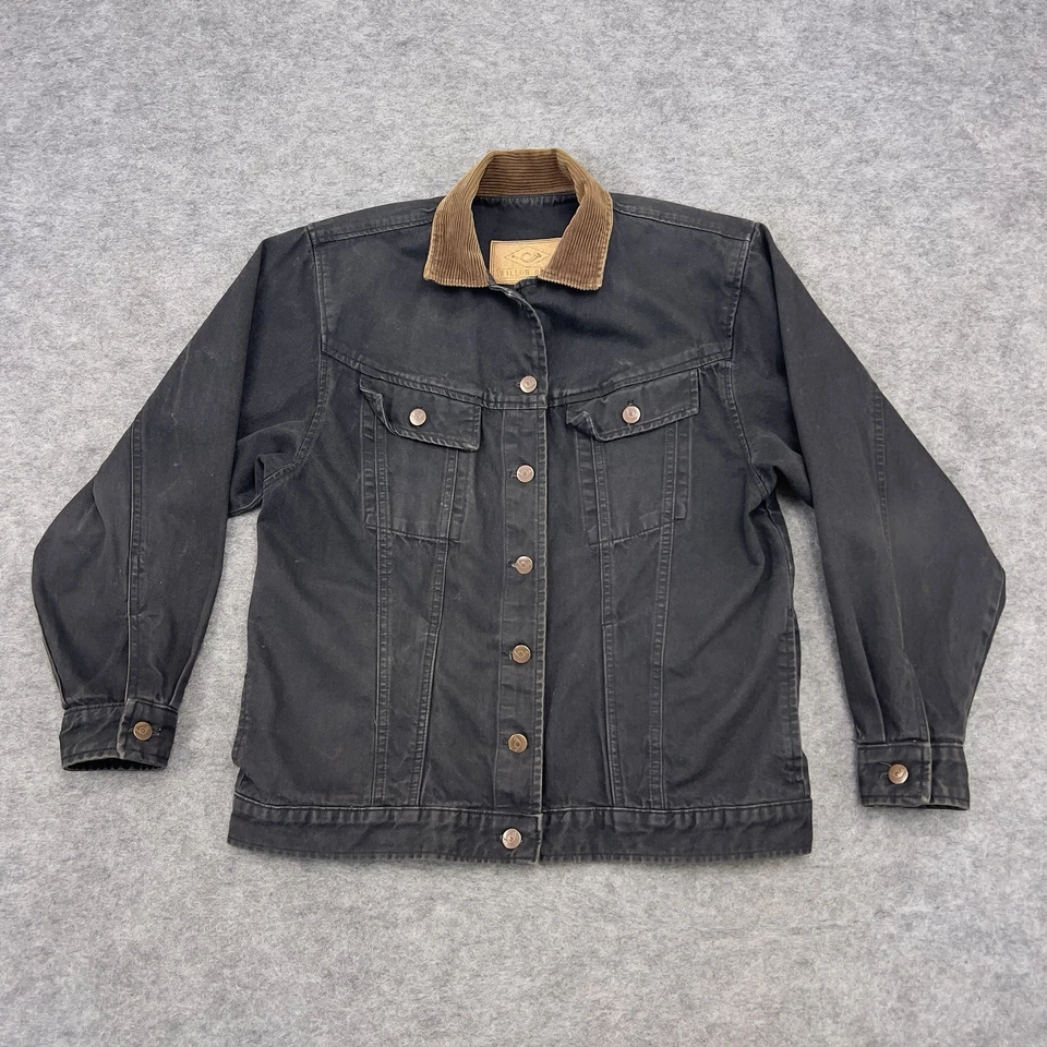 Chaqueta vaquera Willow Bend para mujer pequeña negra bordada cuello pana occidental Foto 2 de 4