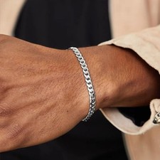 Mens Womens 5mm Diamond Cut 925 Silver Bracelet Cuban Curb Link Chain Bracelet