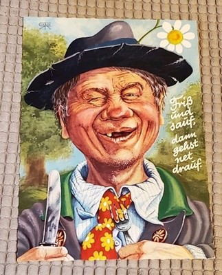 1980's Postcard German Humor Comic ''Eat And Drink, Then Get it On'' NEW