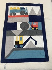 Pottery Barn Kids Jax Construction Toddler Quilt -Reversible Hand Stitched 36x50