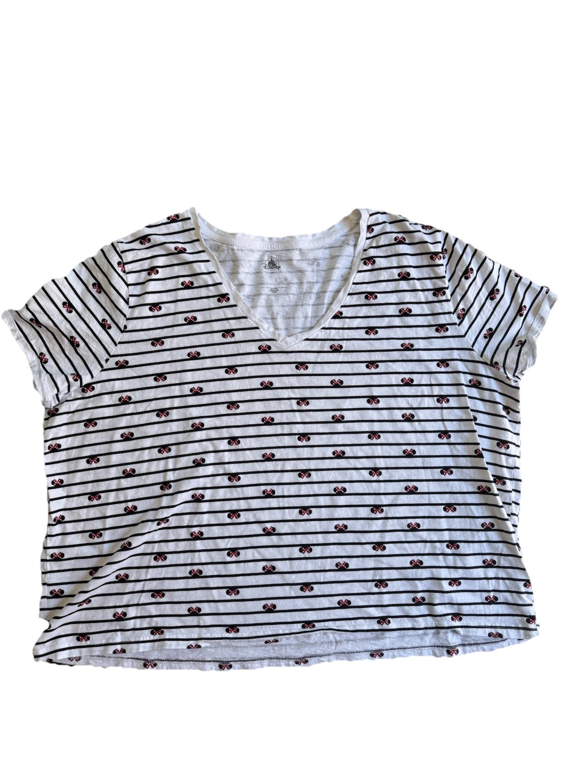 Disney Minnie Mouse Striped Icon V Neck Shirt Top Size 4XL