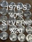 🔥 20 1976 S Washington Quarter Half Roll 40% Silver Bicentennial lot of 20 C