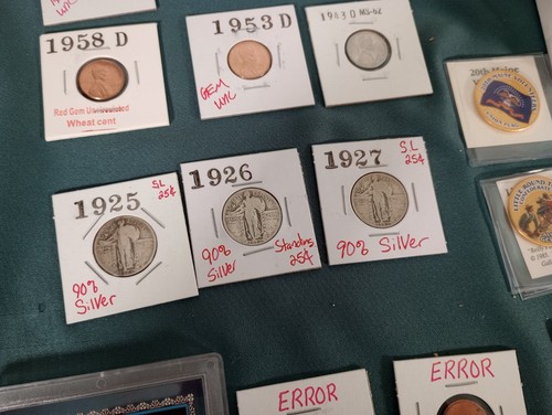 Huge Coin & Currency Lot .Gold, Silver,Barber, Errors,Wheat,OBW Rolls, Franklin - Picture 14 of 24