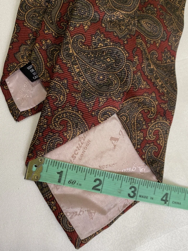 Corbata para hombre AQUASCUTUM of London marrón seda patrón cachemir Foto 3 de 4