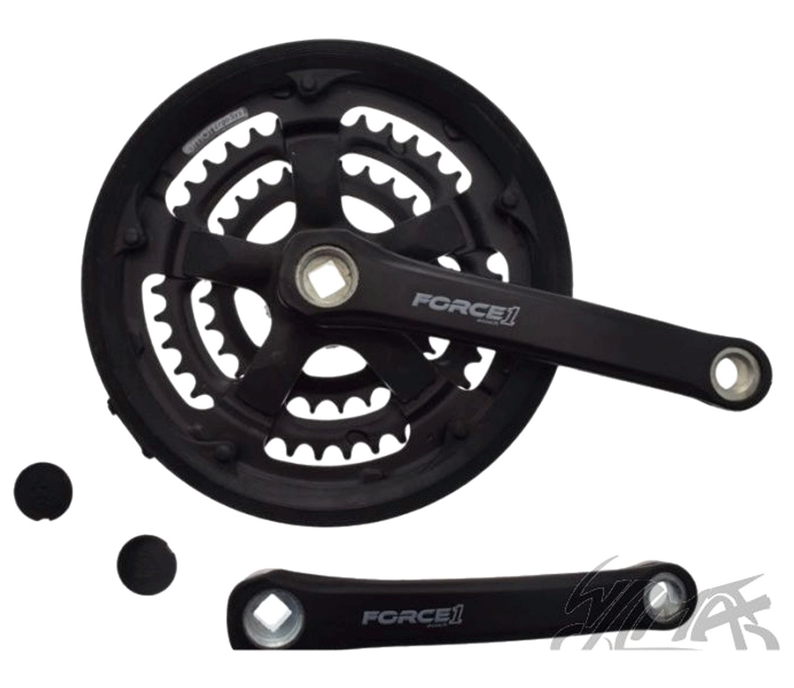 Manivelle acier ATB 48/38/28 Z pédalier triple pour vélo VTC noir