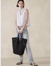 Banana Republic Poplin Striped Collared Cropped Top Size S NWT RT 55