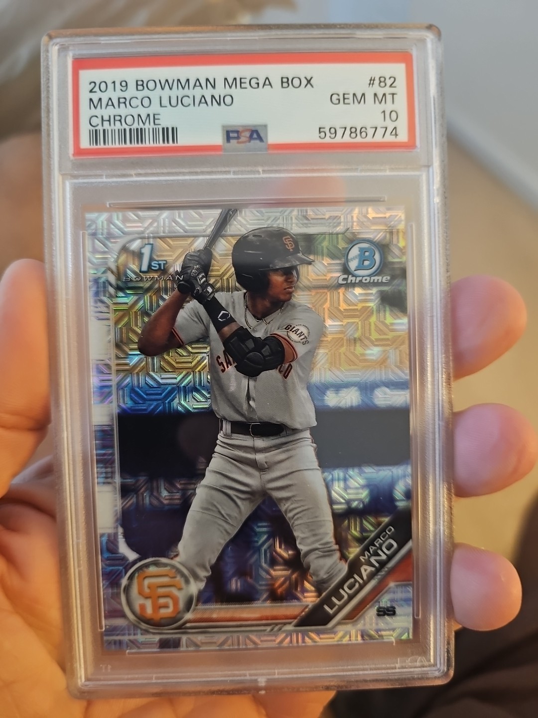 2019 Bowman Chrome Marco Luciano #BCP-82 Mega Box Refractor RC Rookie PSA 10 GEM