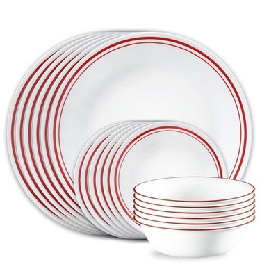 Dinnerware Set 18 Piece Service for 6 Triple Layer Glass Logan Corelle Vitrelle
