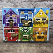 MELISSA  DOUG Wooden Locks And Latches Activity Board Colors Numbers 1-6