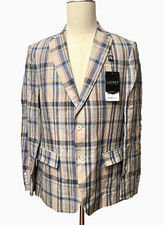 NWT 295 RALPH LAUREN Mens 38R Suit Blazer Sport Jacket LINEN Lassiter Plaid Tan
