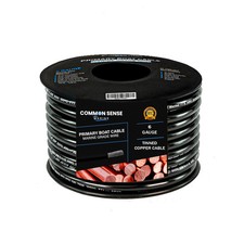 6 AWG Single Conductor Marine Grade Wire Tinned Copper-OFC - 100 feet - Black