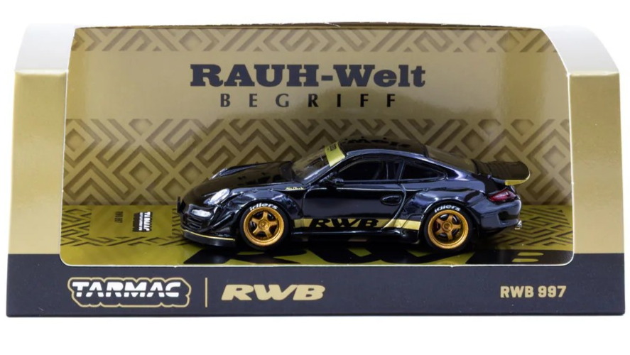 Tarmac Works HOBBY64 Black Porsche RWB 997 911 1:64 Diecast Car