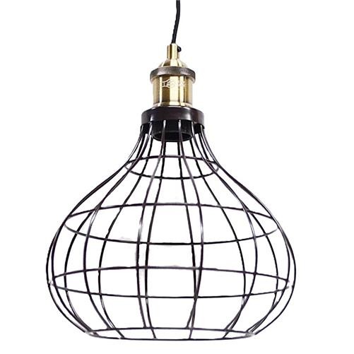 Litecraft Ceiling Pendant Industrial Styled Cage 1 Light  - Black Clearance