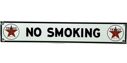 VINTAGE TEXACO NO SMOKING PORCELAIN SIGN TEXAS GASOLINE GAS STATION PUMP PLATE