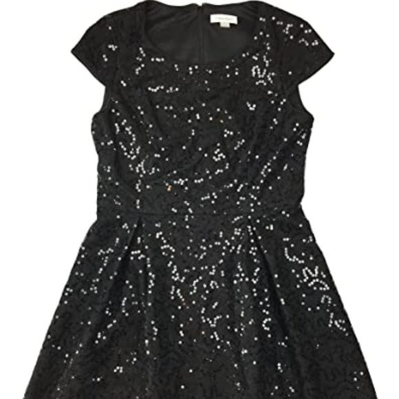 calvin klein women's embellished short-sleeve dress Calvin Klein Dress Women's 16W Black Sheath Short Sequin Sleeves