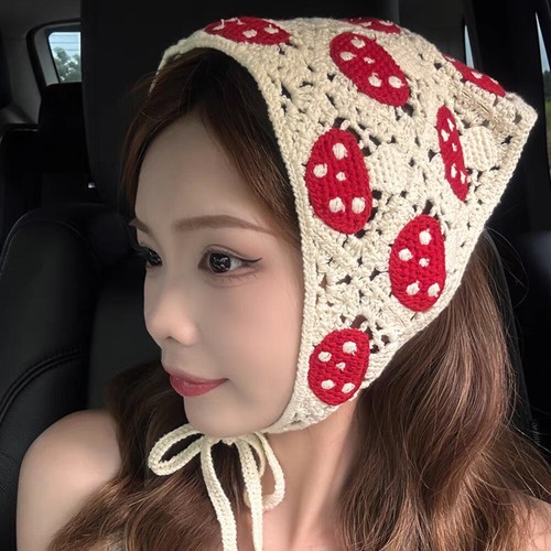 Gestricktes Haar Schal Kopftuch gehäkelt Bandana Dreieck Tie Back Head Wrap DIY - Bild 7 von 22
