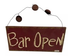 Bar Open/Never Underestimate The Power Of Beer Wood Novelty Bar Sign