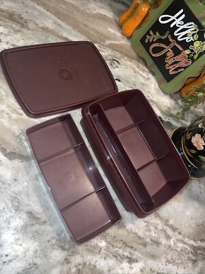 Tupperware Tuppercraft Storage, 4 compartments crafts sale Money change Brown -Q