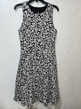 Ivy + Blu Tea Dress Womens 6 Blue White Floral Sleeveless Knee Length Lined