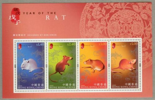China Hong Kong 2008 Year of The Rat S/S mnh