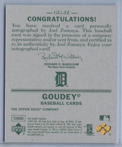 2007 tarjeta autografiada de los Dodgers Big League Goudey béisbol Upper Deck Goudey - Imagen 2 de 2