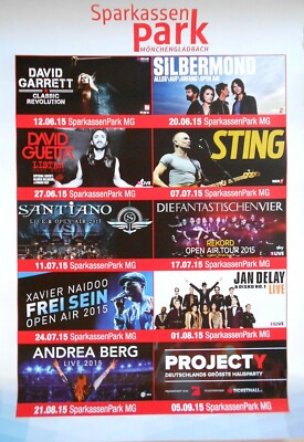 STING - DAVID GUETTA - XAVIER NAIDOO 2015 M'GLADBACH - orig. Promo Poster - A1