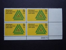 1314a 5c National Parks Plate Block #28670 LR MNH OG VF "TAGGED" CV $4.50