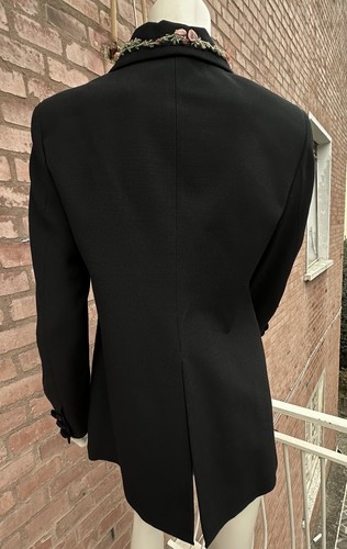 Blumarine Couture Blazer Jacket Black Roses Embroidered Neck Tailleur SZ IT42-S - Picture 15 of 23