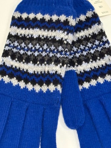 NEW Talbots - Blue Multicolor Nylon/Lambswool Mittens w/Tags (Retail $29.50) - Picture 2 of 6