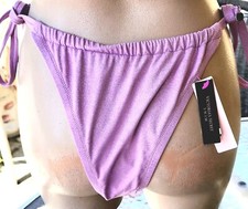 victorias secret L Lilac Bikini Glitter   Bottom Shine Cheeky String Thong