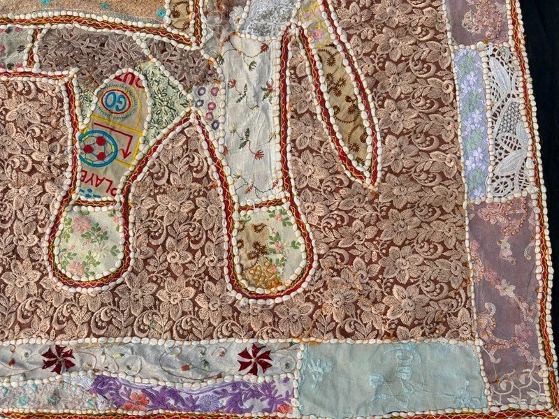 Vintage Handmade French Patchwork Elephant Tapestry Wall Hanging Décor 155x105cm - Image 2 of 4