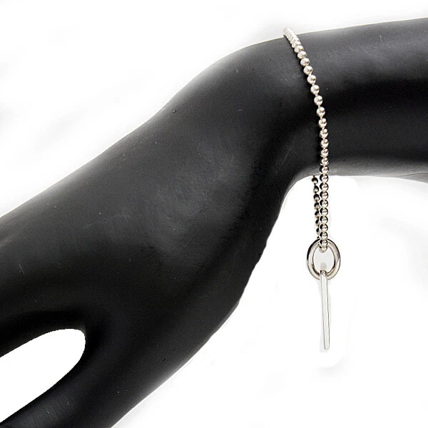 Gucci plaque unisexe étiquette chaîne à billes bracelet argent SV925 19,5 cm accessoire bijoux