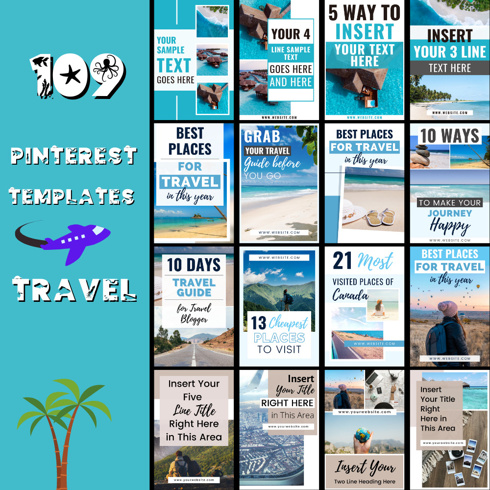 109 szablonów Pinteresta "Podróże" dla Twojej obecności w mediach społecznościowych