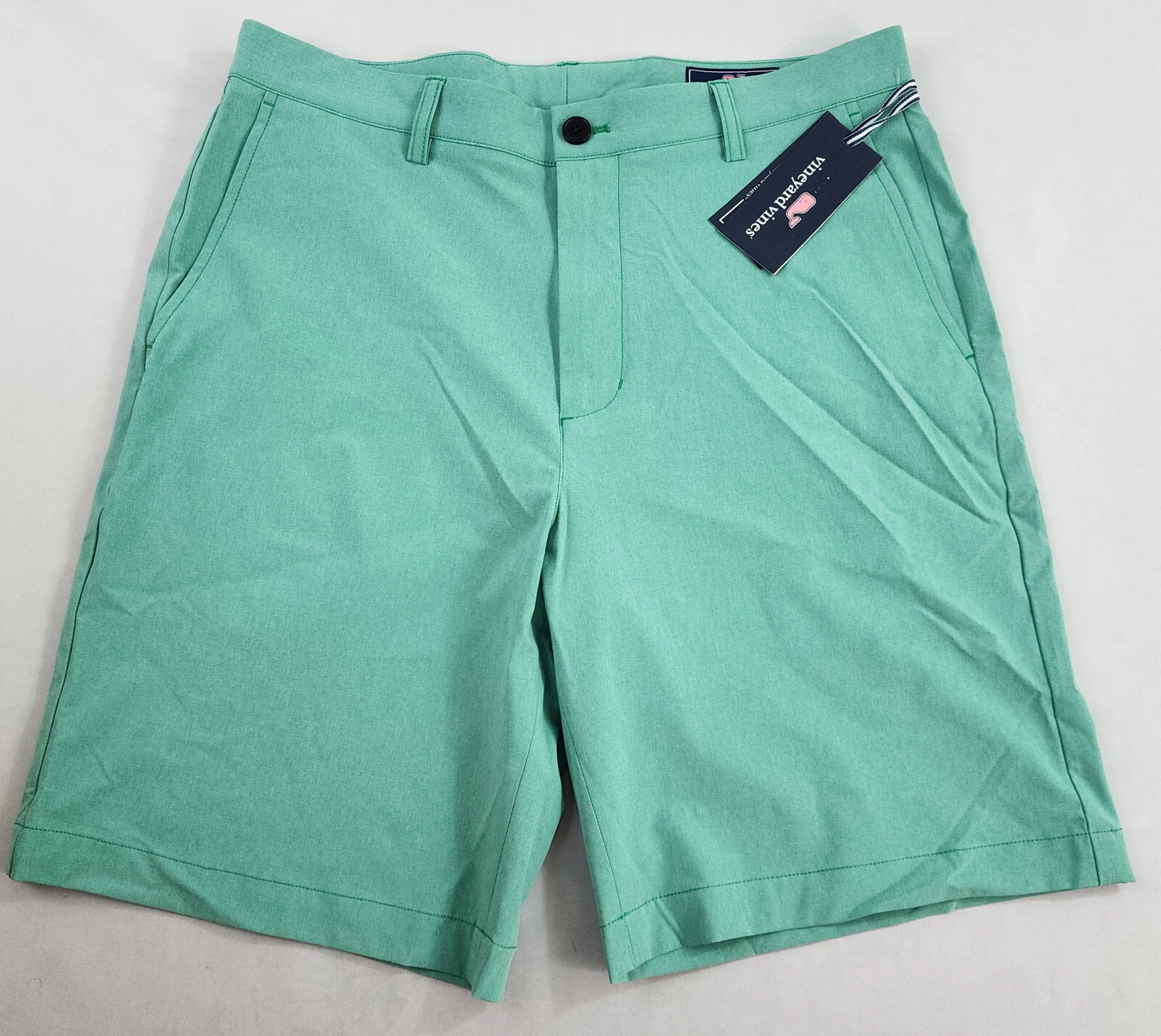 Vineyard Vines breaker shorts W 32 9" pockets zip green $85 mens