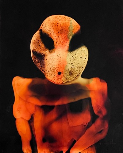 Tonito Original Painting.RETRATO.Organic Surreal.Otherworldly art figure face