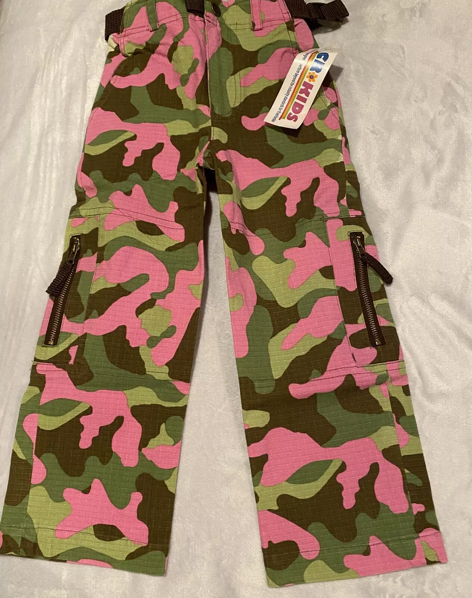 Kids Girls CR Pink Camo Cargo Pants Camouflage Bottoms Zipper Pockets 3T  NWT New